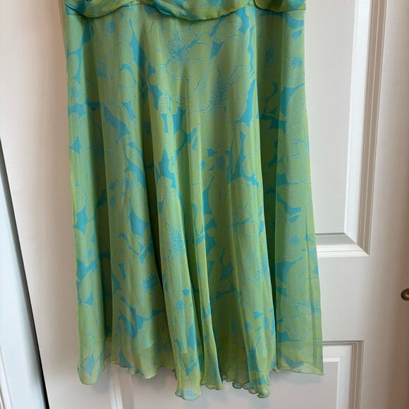Jonathan Martin 100% Silk Midi Length Dress Green Sz 10 Y2K Whimsigoth Fairy - Picture 5 of 14